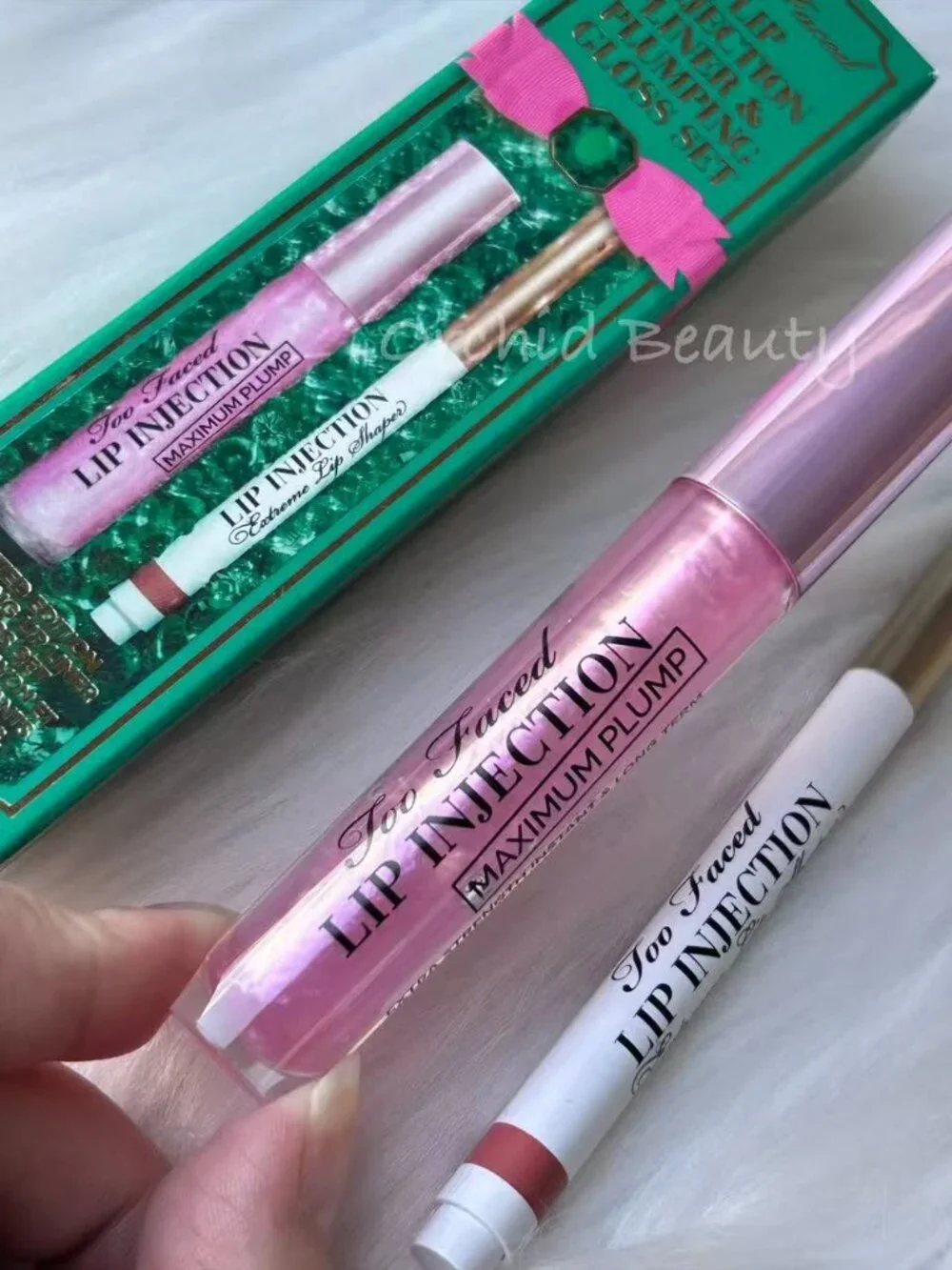 New In Box Too Faced 2-Pc Lip Injection Liner & Plumping Gloss Set~Full Size Set